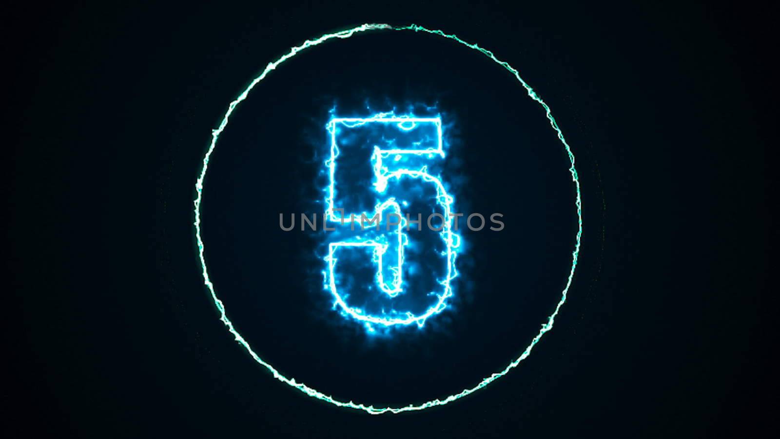 Abstract background with energy number. Digital 3d rendering. Isolated digital sign on a black background