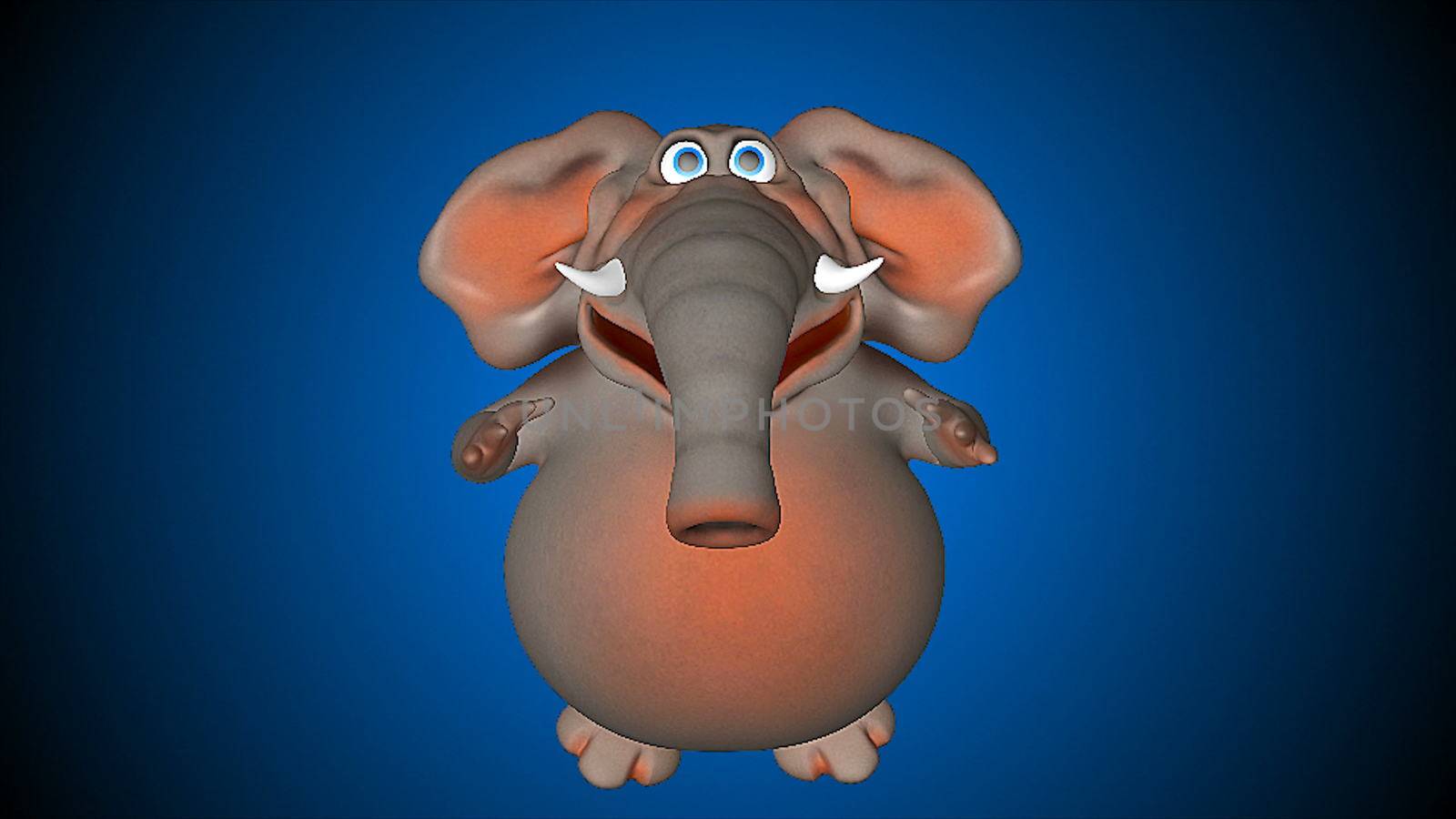 Fun elephant. Computer graphic. Digital 3d rendering