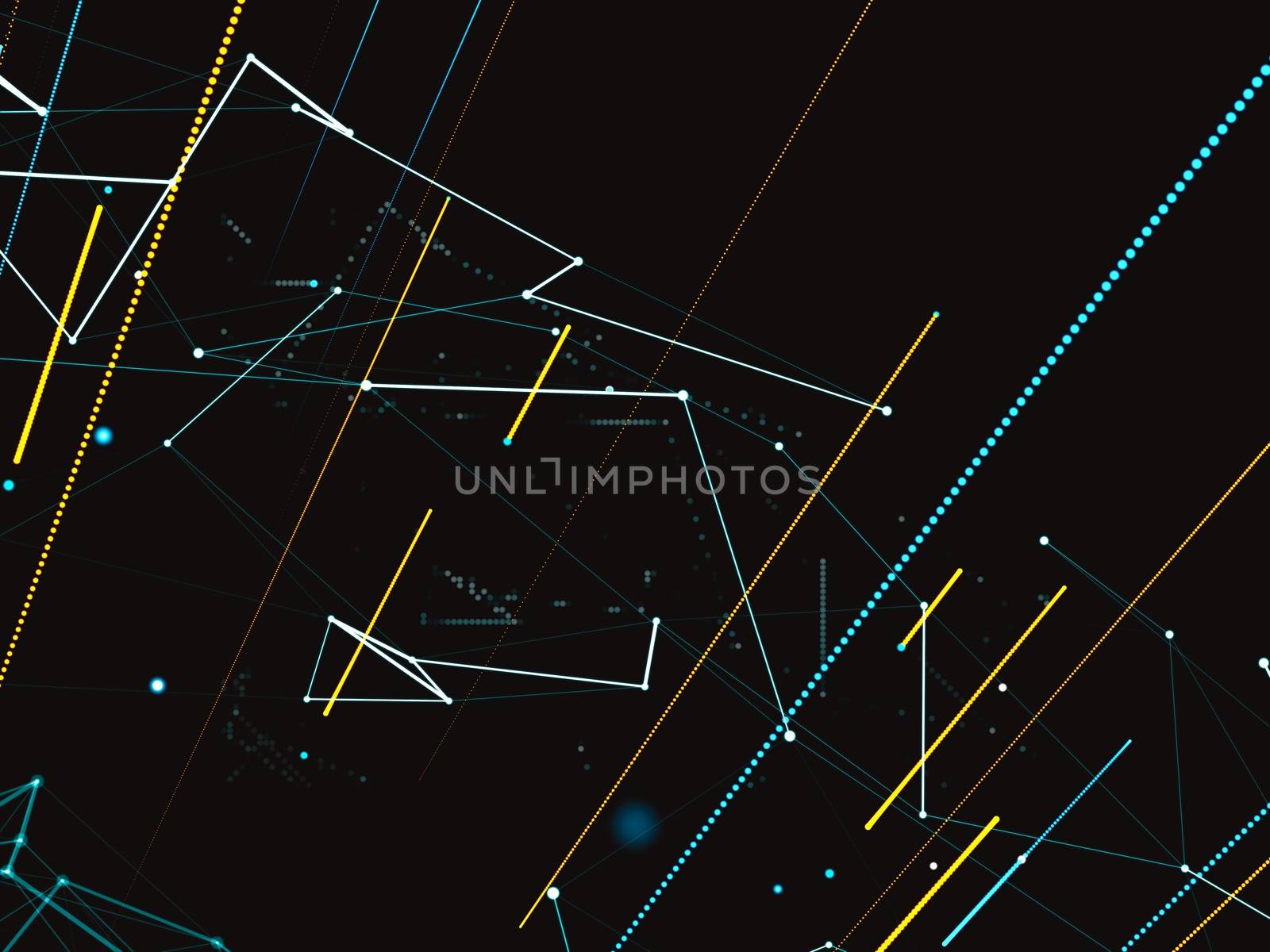 The concept of a modern digital world connected by Internet communications, payments, social networks. The world map and lines connect to the network. 3d illustration