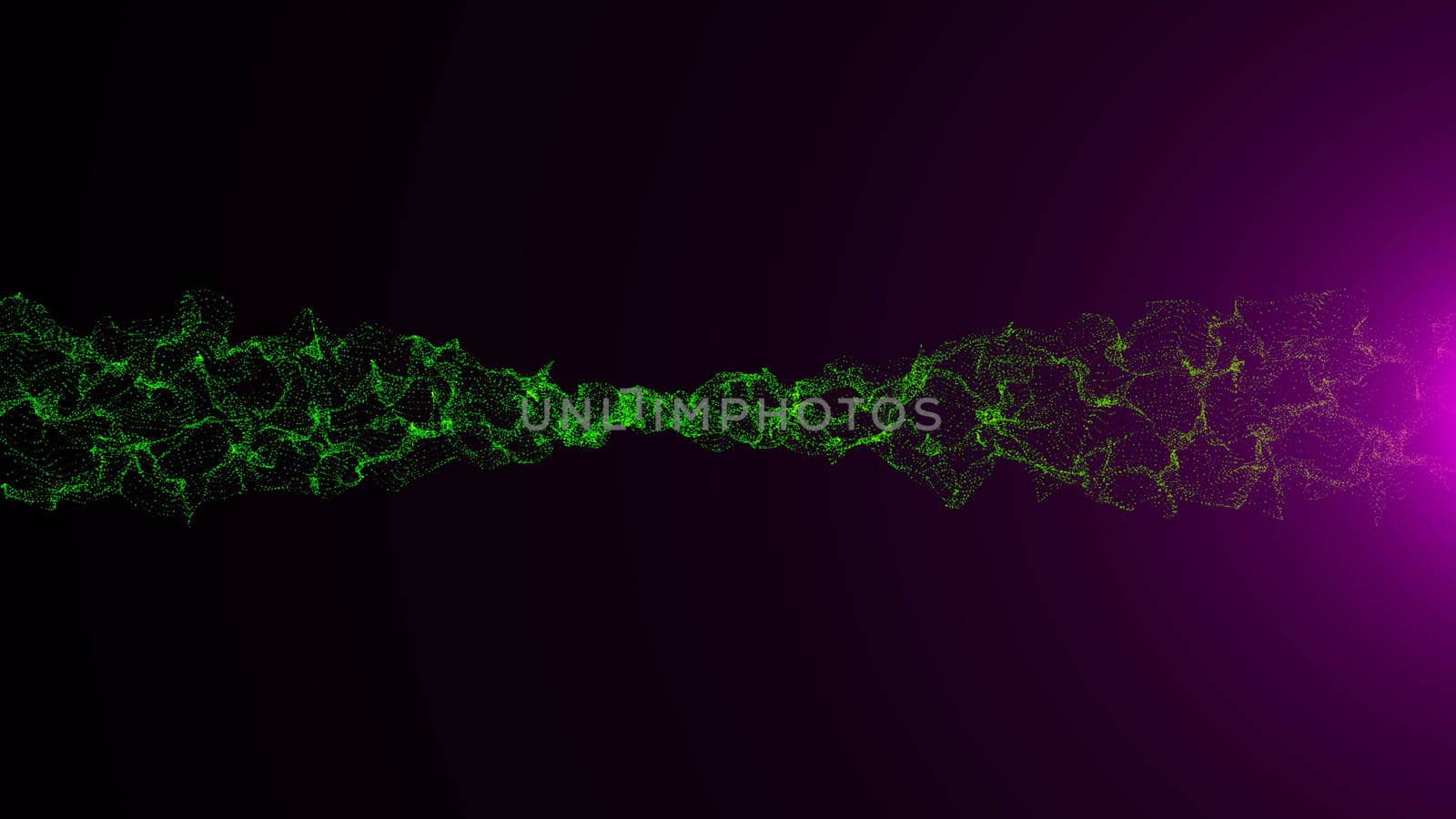 Wavy surface of shine particles with glittering flare. Digital 3d rendering