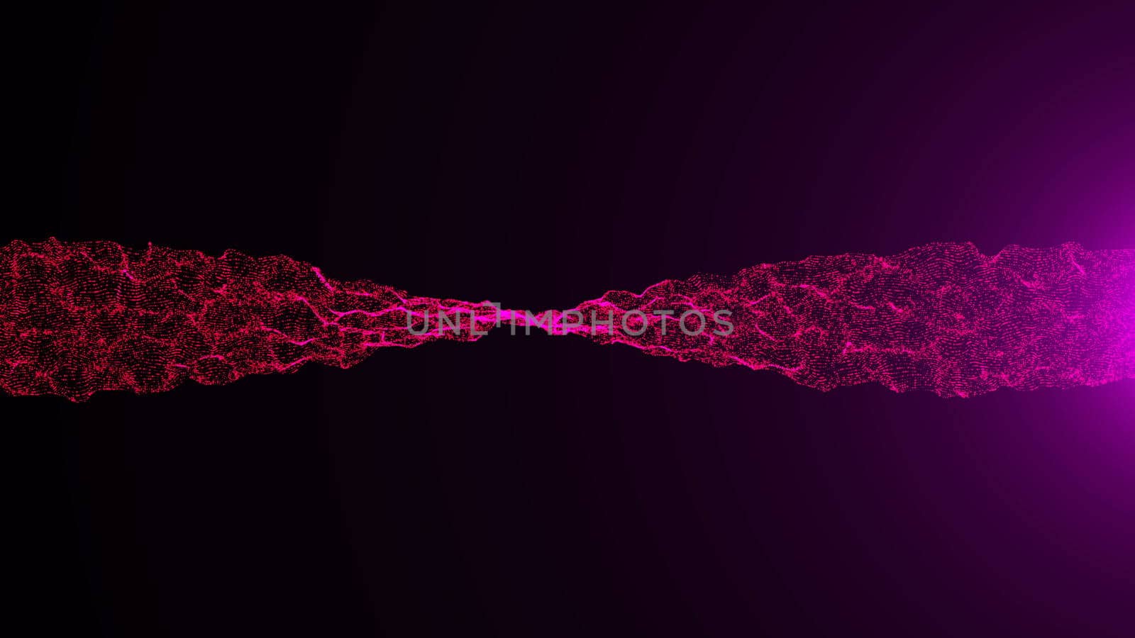 Wavy surface of shine particles with glittering flare. Digital 3d rendering