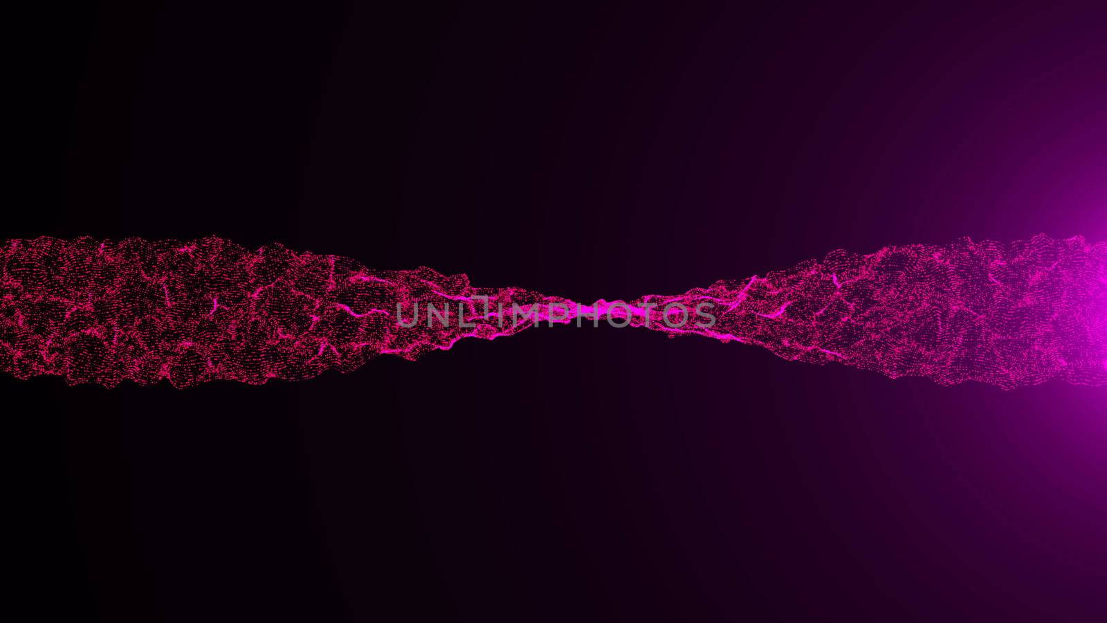 Wavy surface of shine particles with glittering flare. Digital 3d rendering