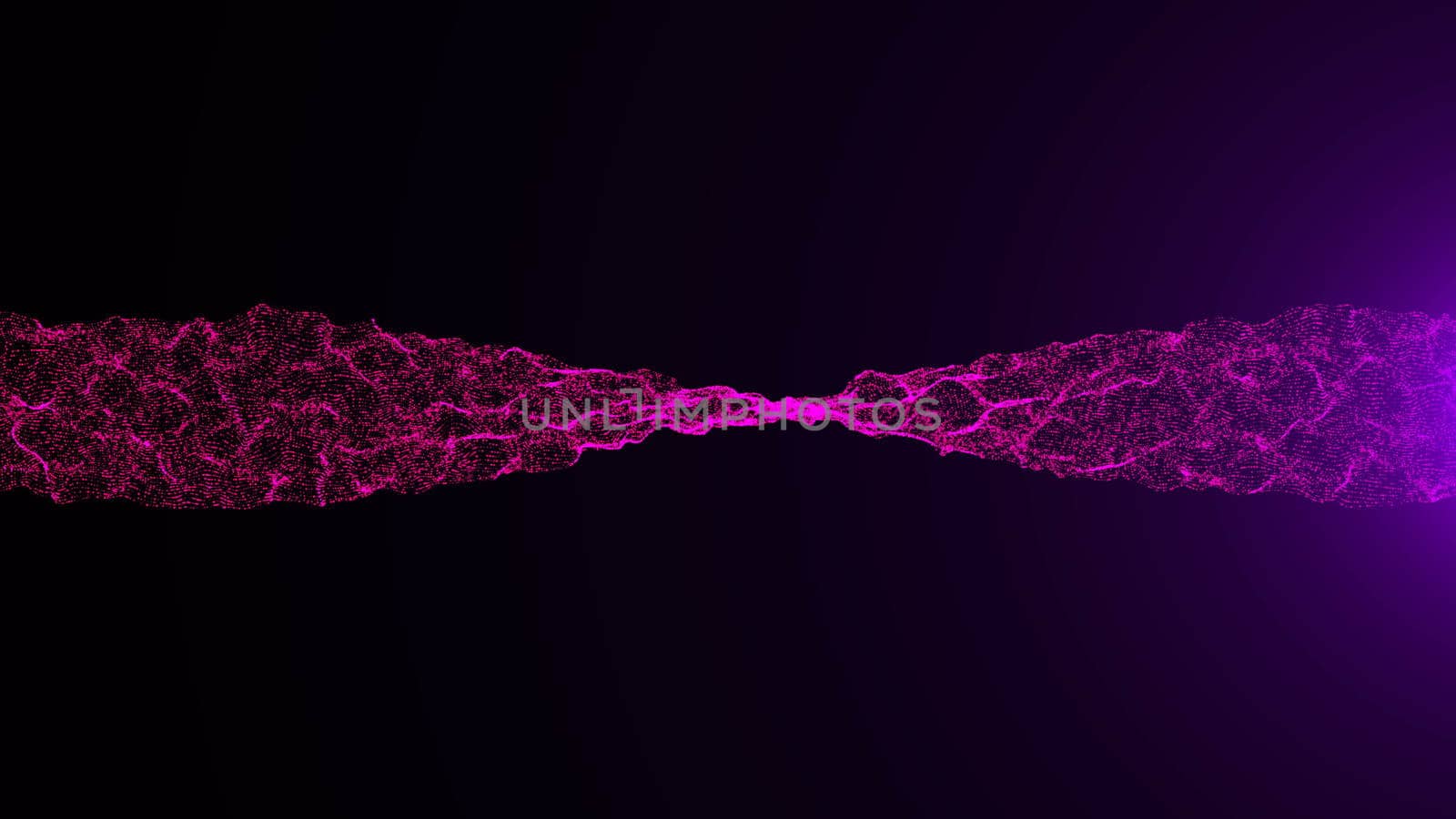 Wavy surface of shine particles with glittering flare. Digital 3d rendering