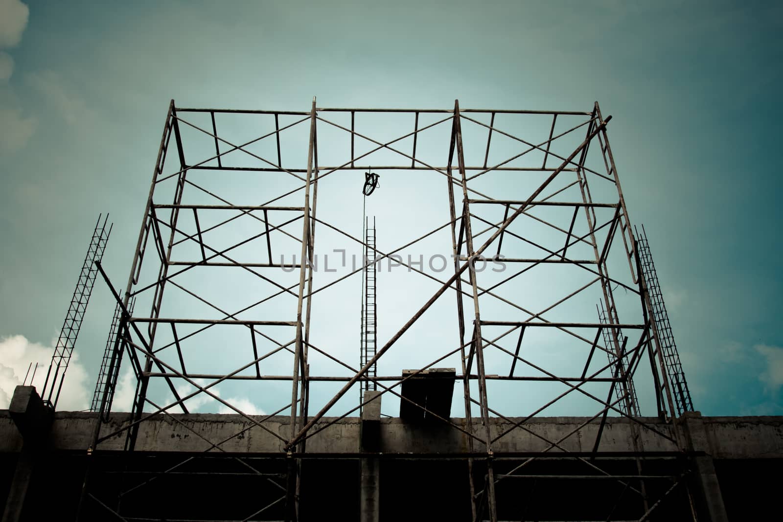 Steel scaffolding for construction site in Thailand