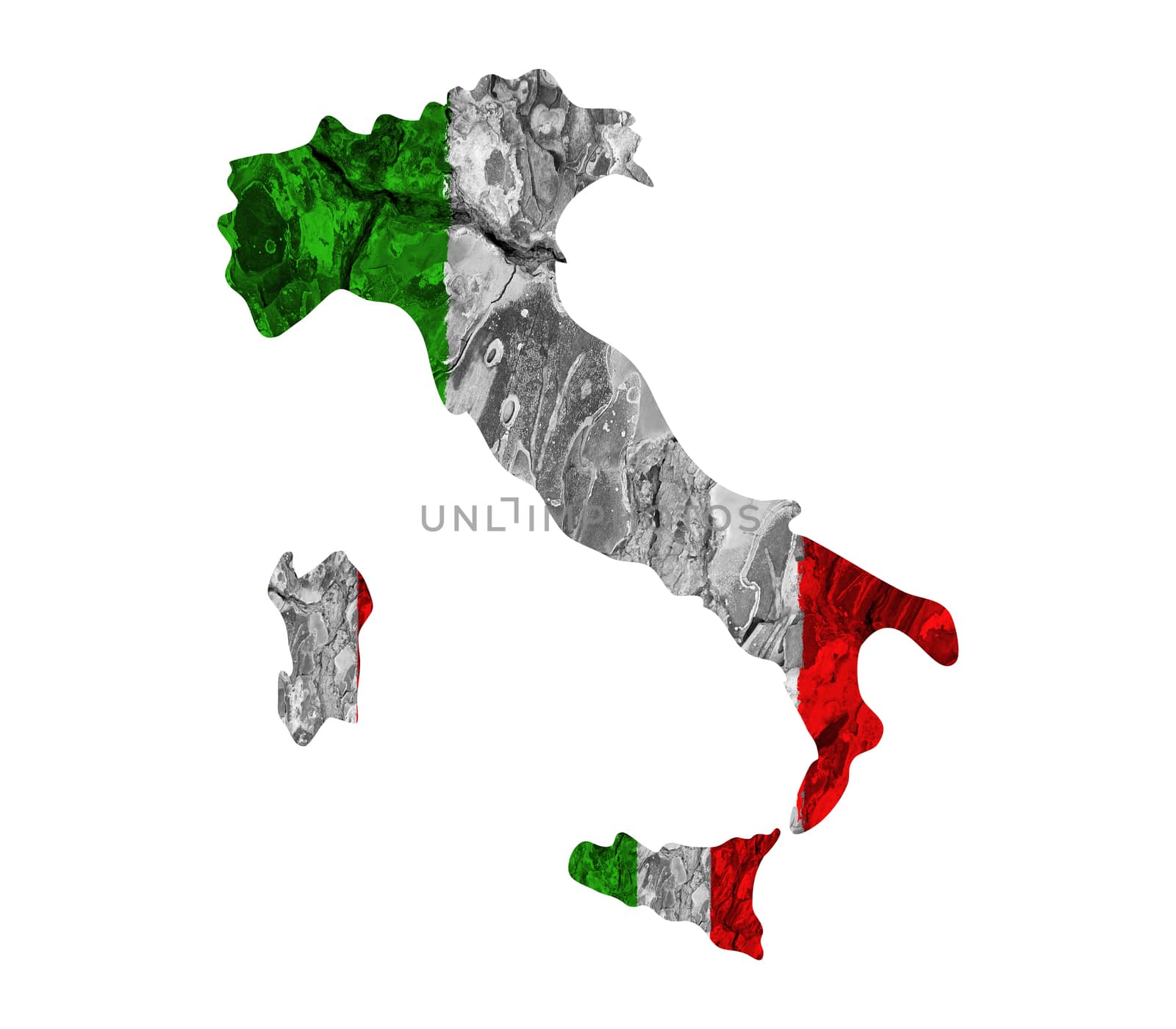 Italy map with flag