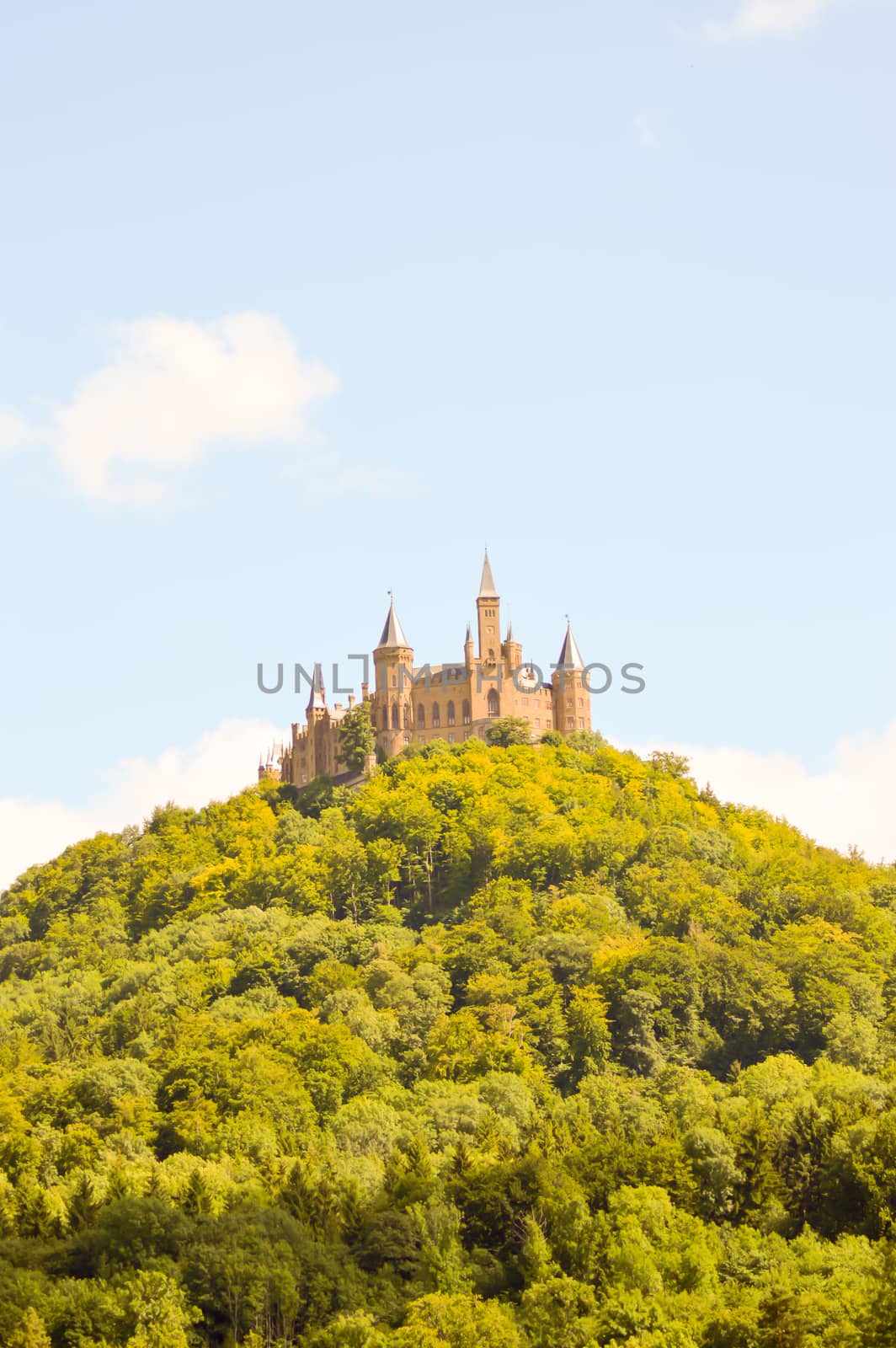 View of the castle of Hohenzollern in the municipality of bisingen in the state of Baden-Württemberg in Germany