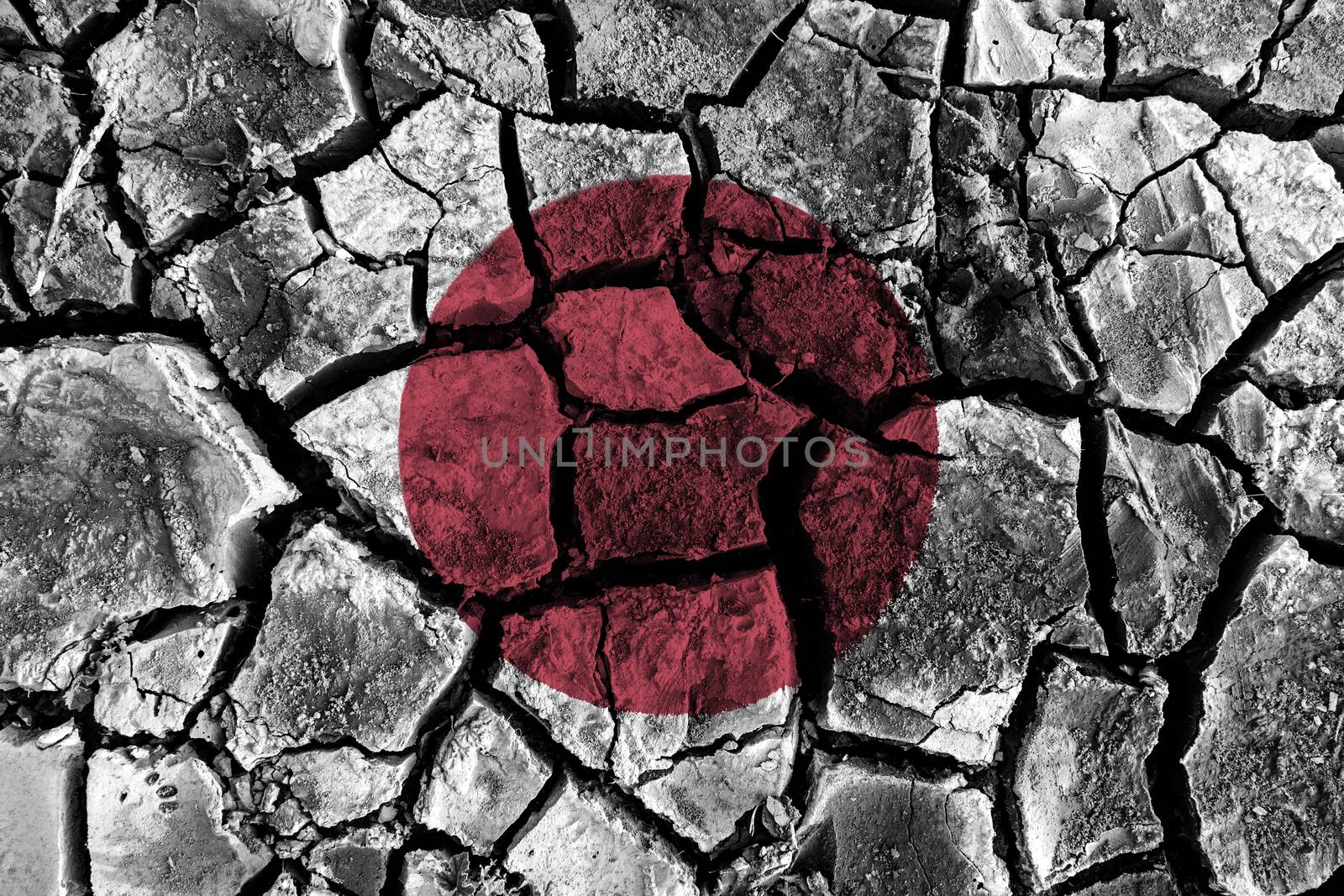 Japan flag painting on high detail cracked ground by stockdevil