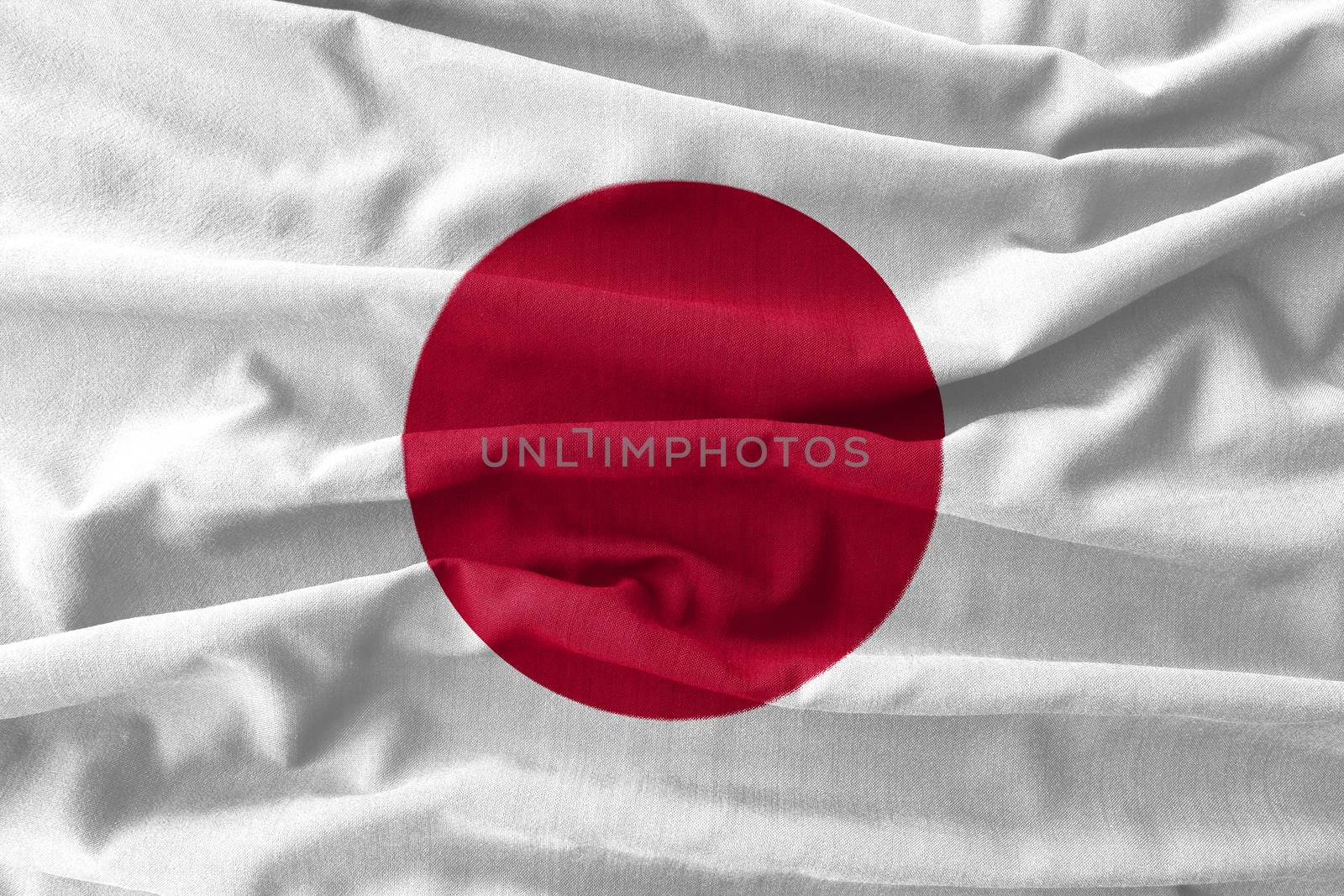 Japan flag painting on high detail of wave cotton fabrics by stockdevil