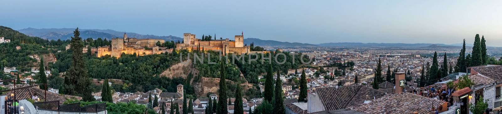 Panorama of the magnificient Alhambra of Granada, Spain. Alhambr by ramana16