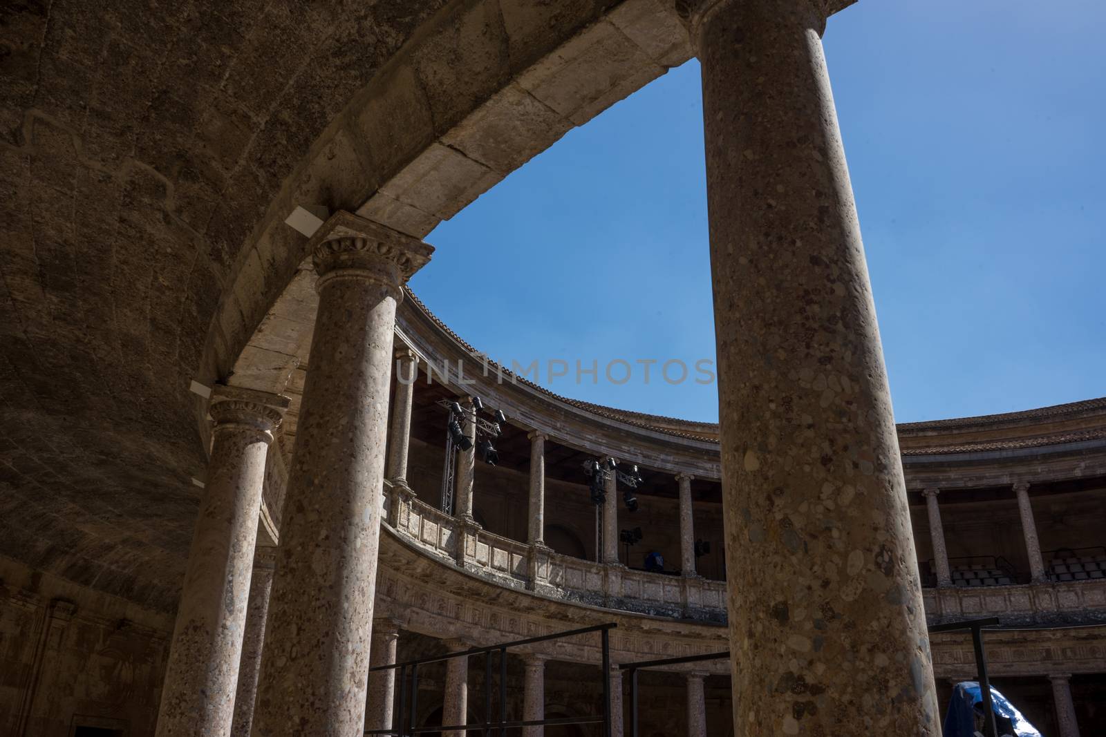 The Colosseum, columns and atrium of Alhambra palace, Granada, S by ramana16