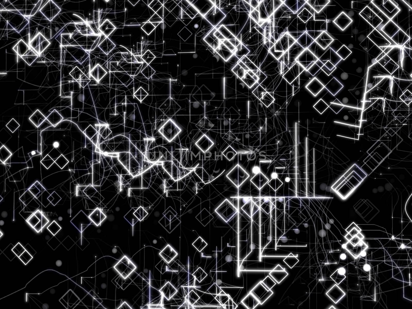 Technology Abstract Background With Lines, Rectangles and Dots. Digital concept. 3D Illustration