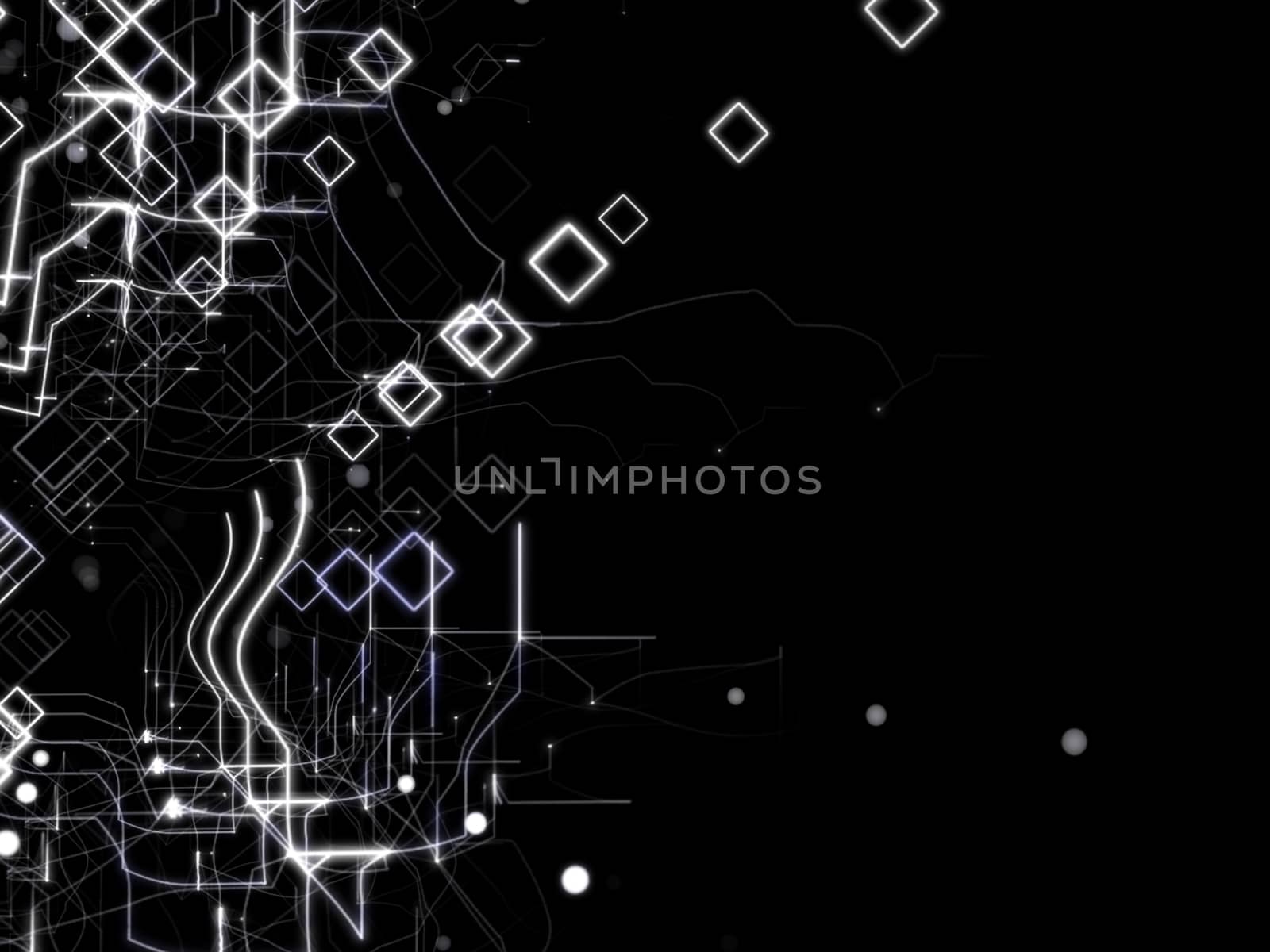 Technology Abstract Background With Lines, Rectangles and Dots. Digital concept. 3D Illustration