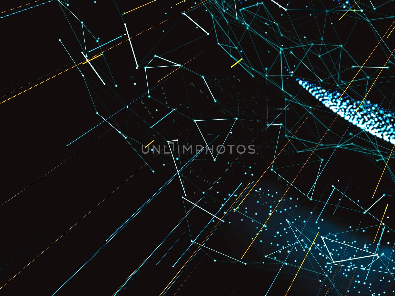 A world map consisting of dots and lines. A global network connecting world's points. Technological template for background of your design. Abstract representation of digital world. 3d illustration