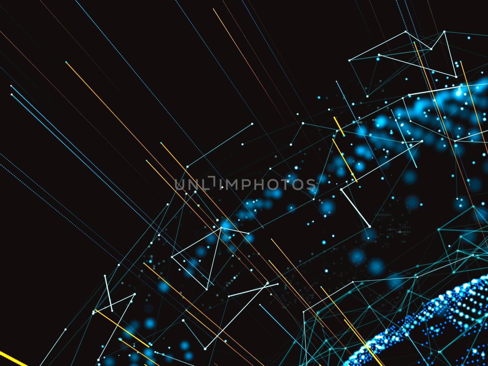 Computer, social, digital or other networks around the globe. Technological background. Digital representation of the world. Lines and points connected by a network. 3d illustration