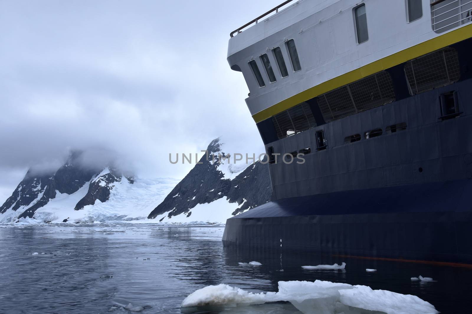 cruise ship on icy waters by albln