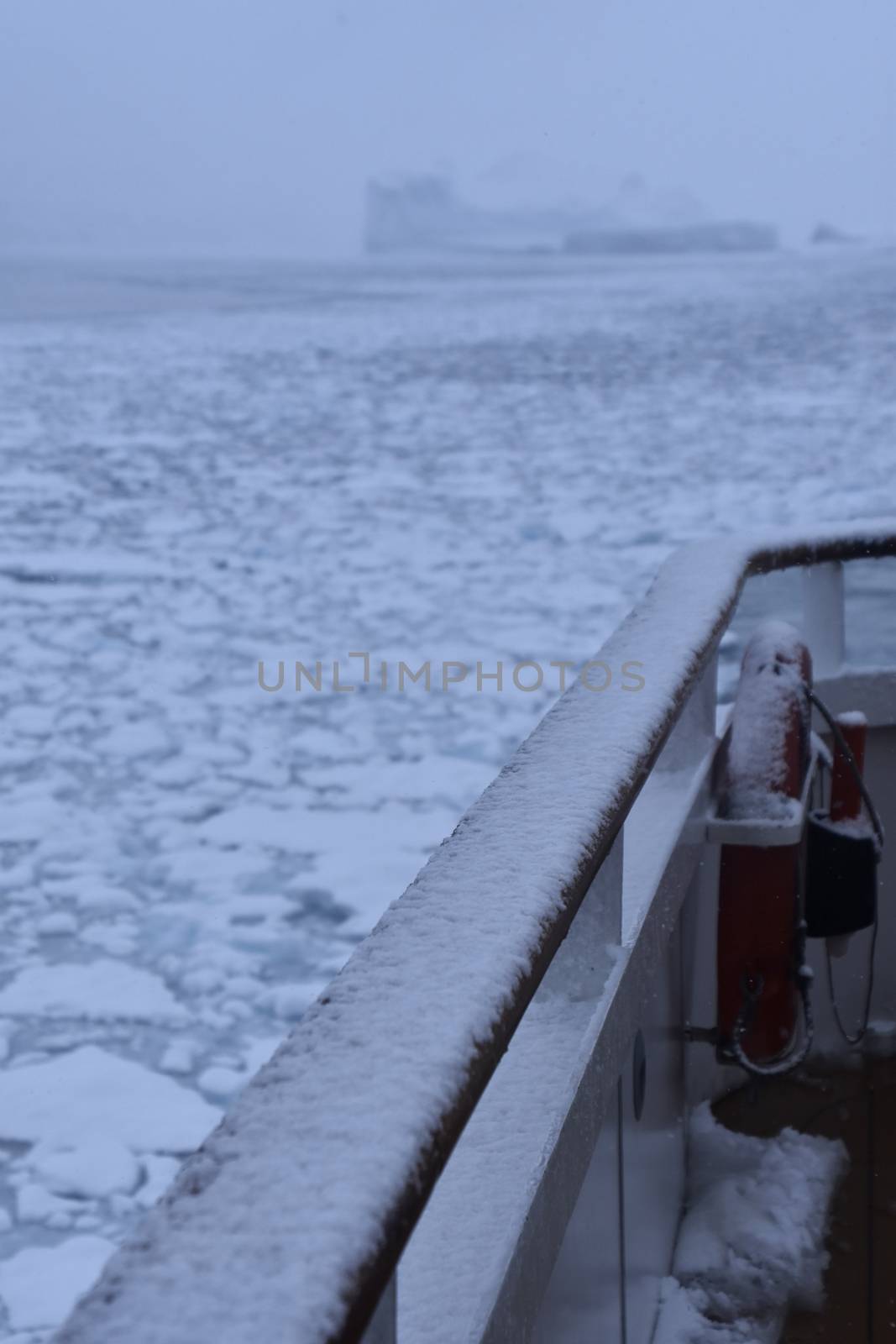 cruise ship navigating on icy waters