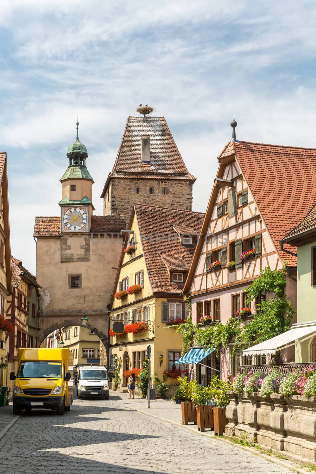 Rothenburg ob der Tauber historic town downtown in Rothenburg ODT , Franconia, Bavaria, Germany