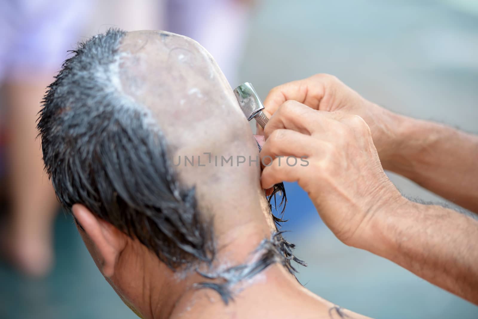 Thailand Culture with Shaved head man for Buddha.
