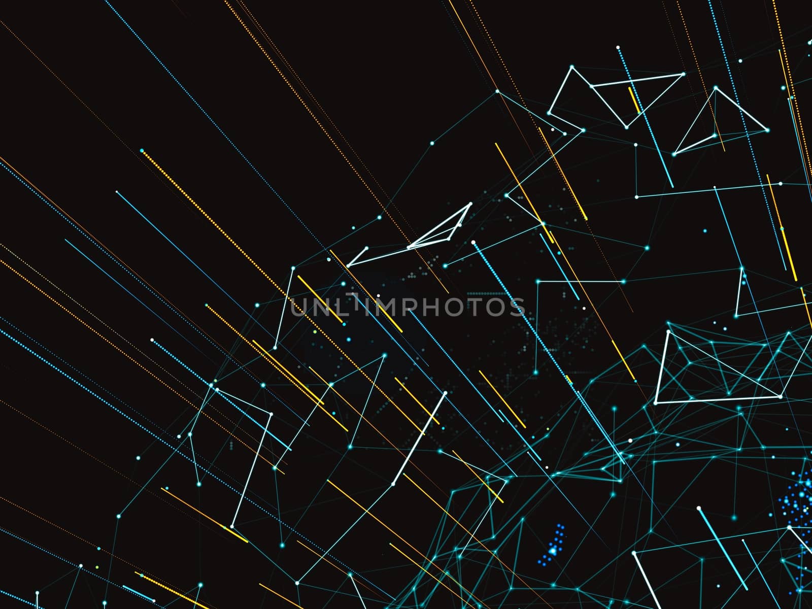 A world map consisting of dots and lines. A global network connecting world's points. Technological template for background of your design. Abstract representation of digital world. 3d illustration