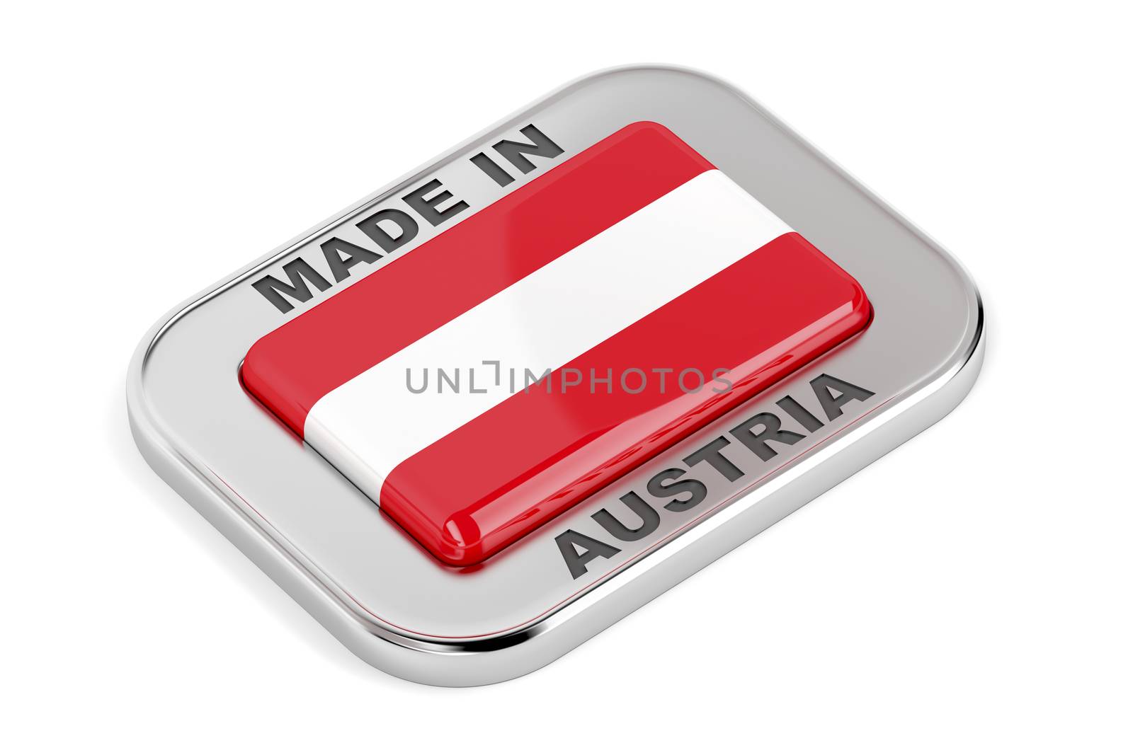 Silver badge Made in Austria with Austrian flag 