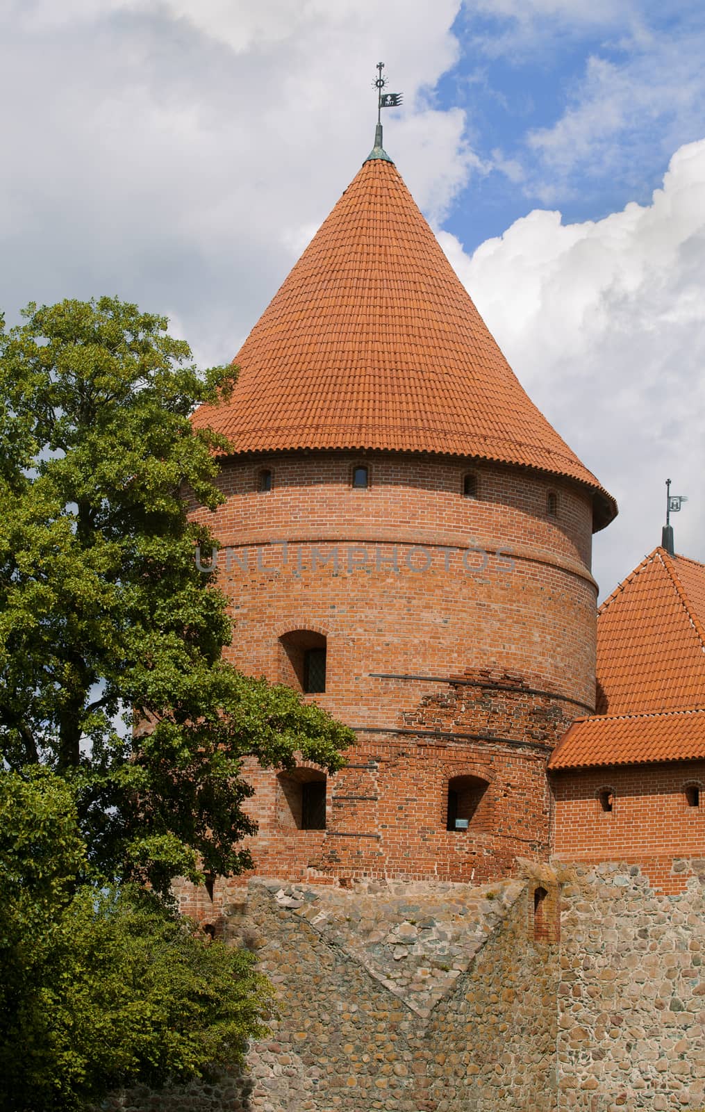 Tower of the medieval Trakai Castle, near Vilnius, Lithuania