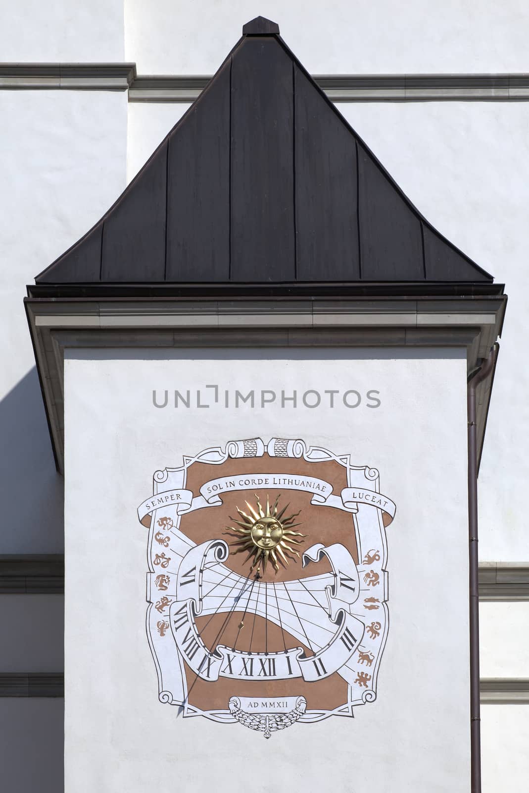 Sundial on Palace of the Grand Dukes of Lithuania in Vilnius