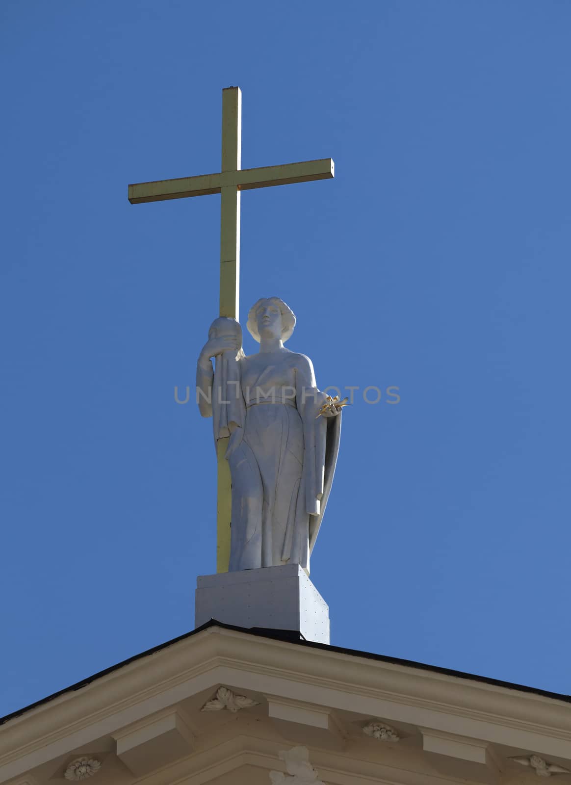 Statue of St. Helen on St. Stanislaus and St Ladislaus cathedral in Vilnius, Lithuania