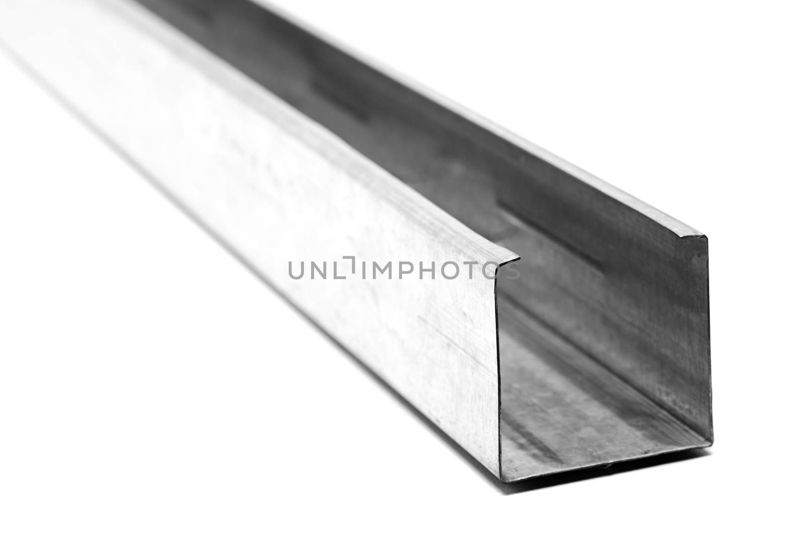 C shaped metal profile for drywall support isolated on white background