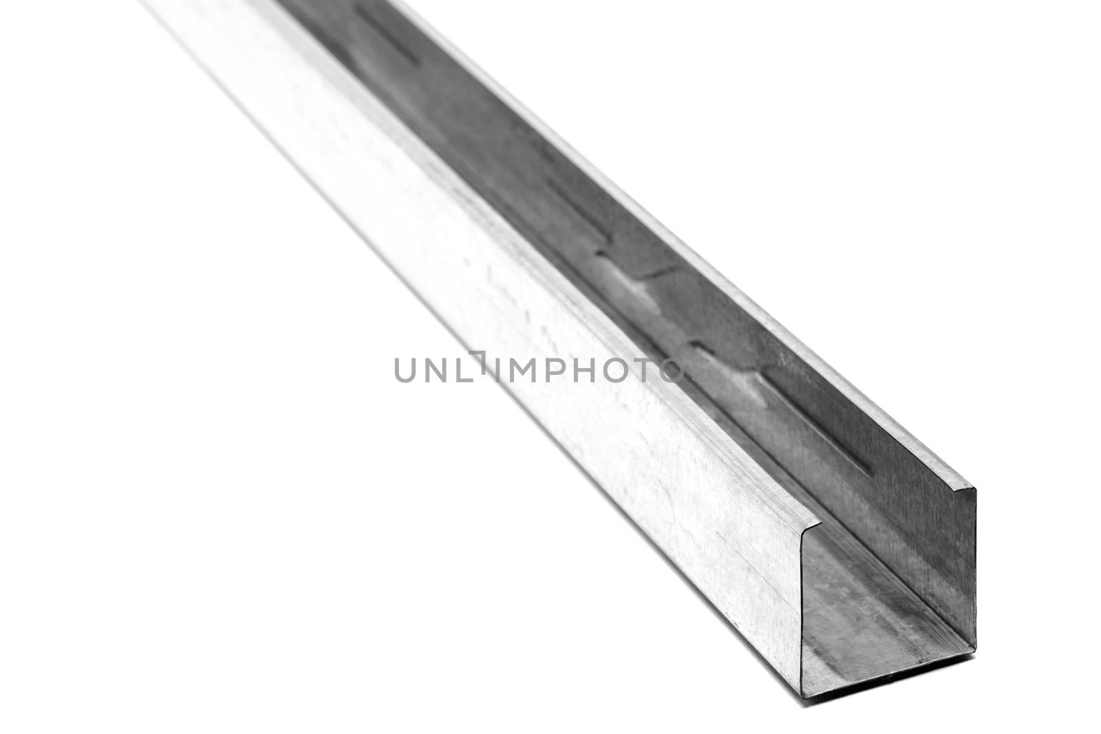 C shaped metal profile for drywall support isolated on white background