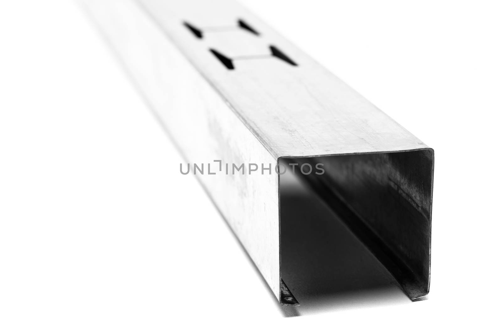 C shaped metal profile for drywall support isolated on white background