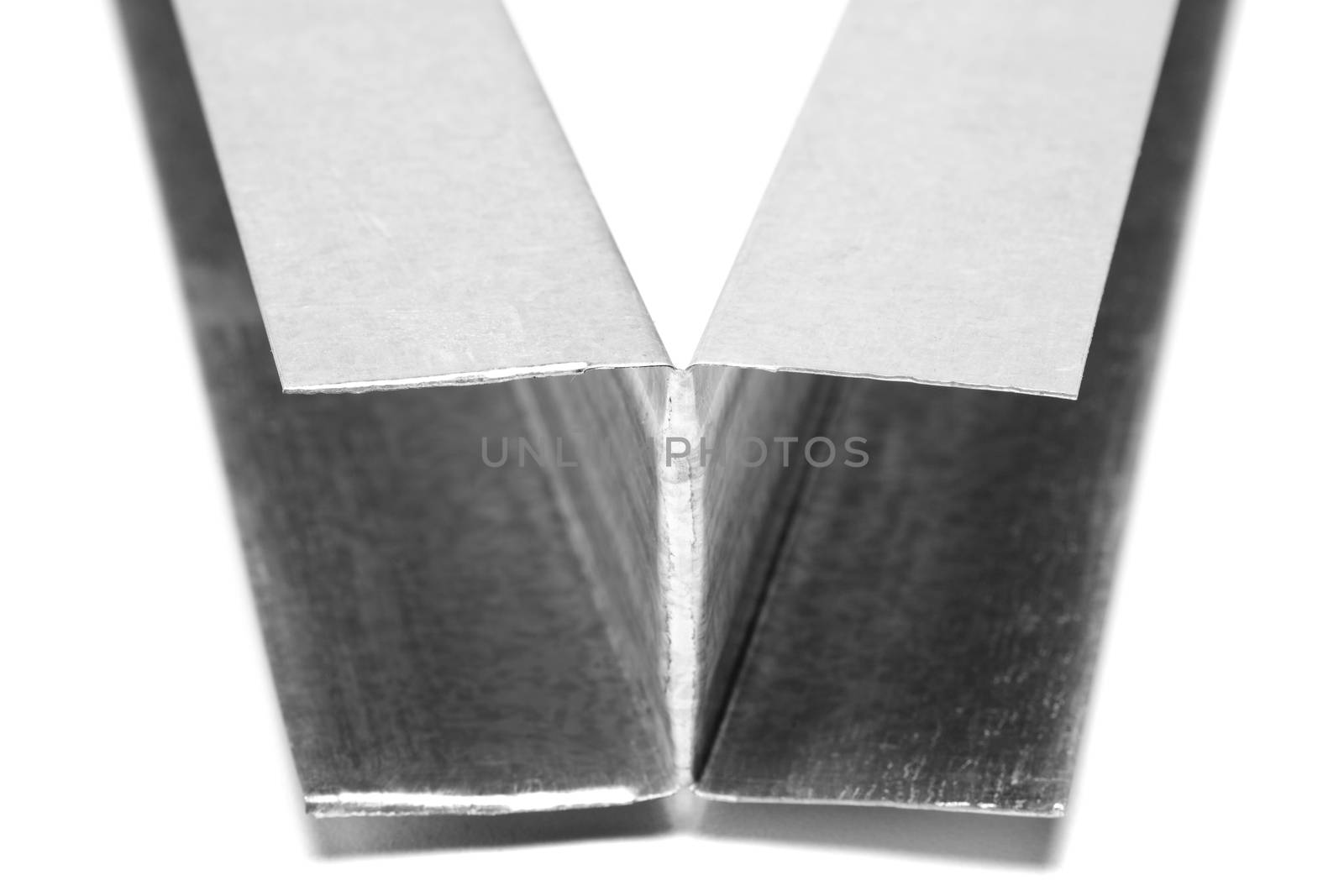 U shaped metal profile for drywall support isolated on white background