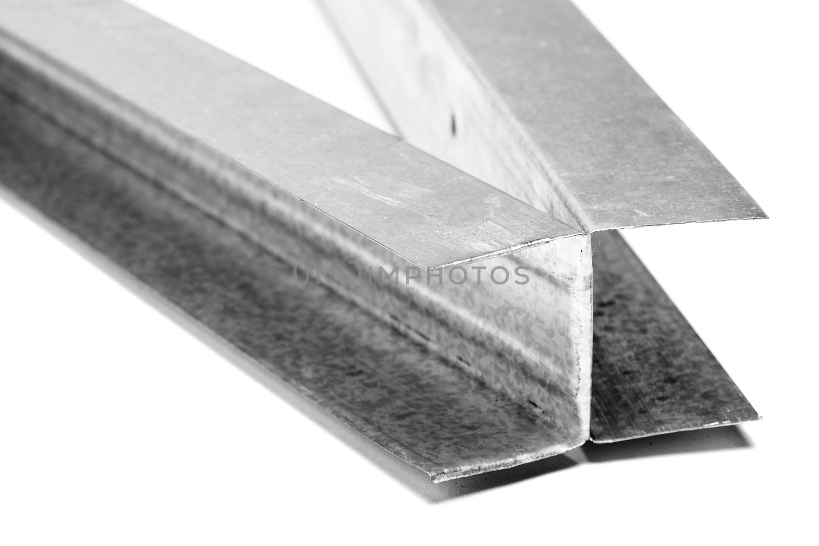 U shaped metal profile for drywall support isolated on white background