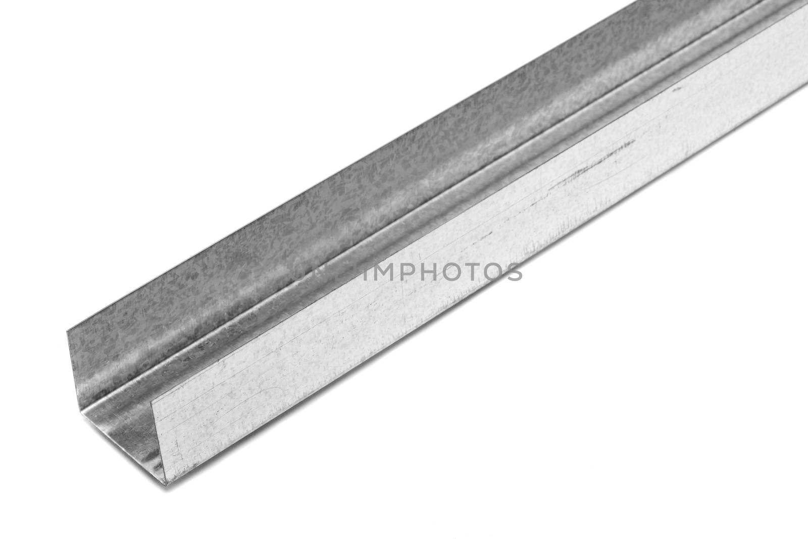 U shaped metal profile for drywall support isolated on white background