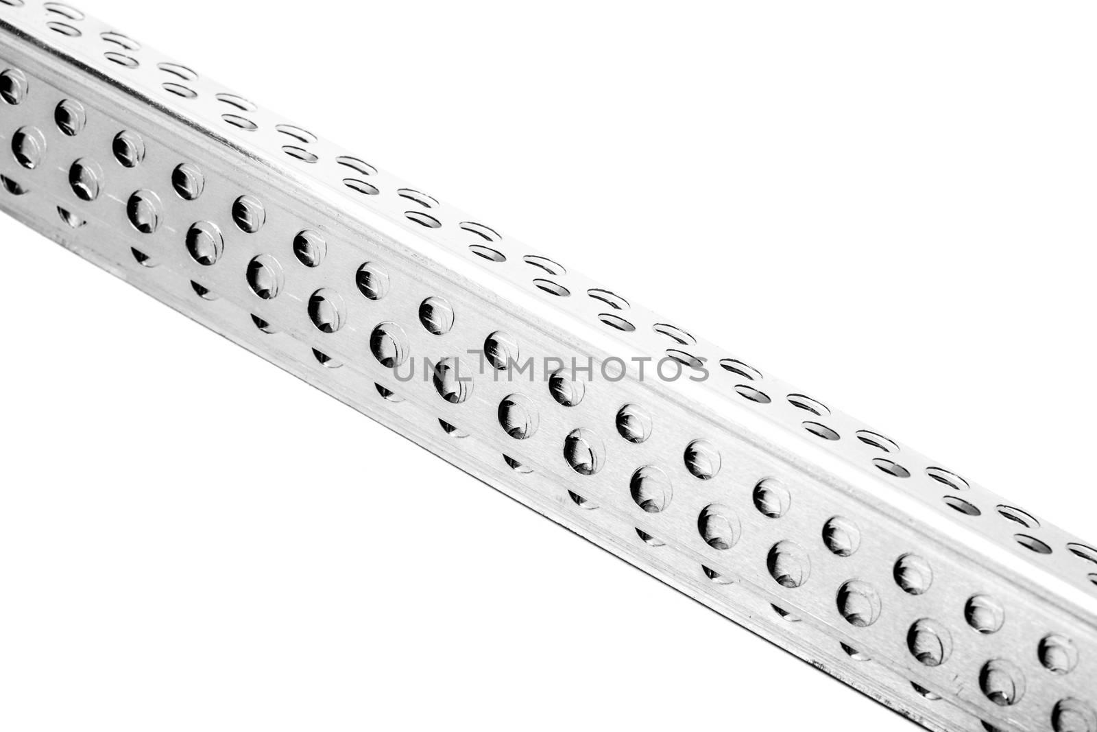 angle metal profile for drywalls isolated on white background