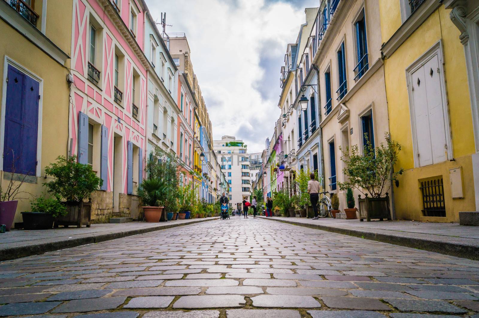 Cremieux street with its colored houses in Paris