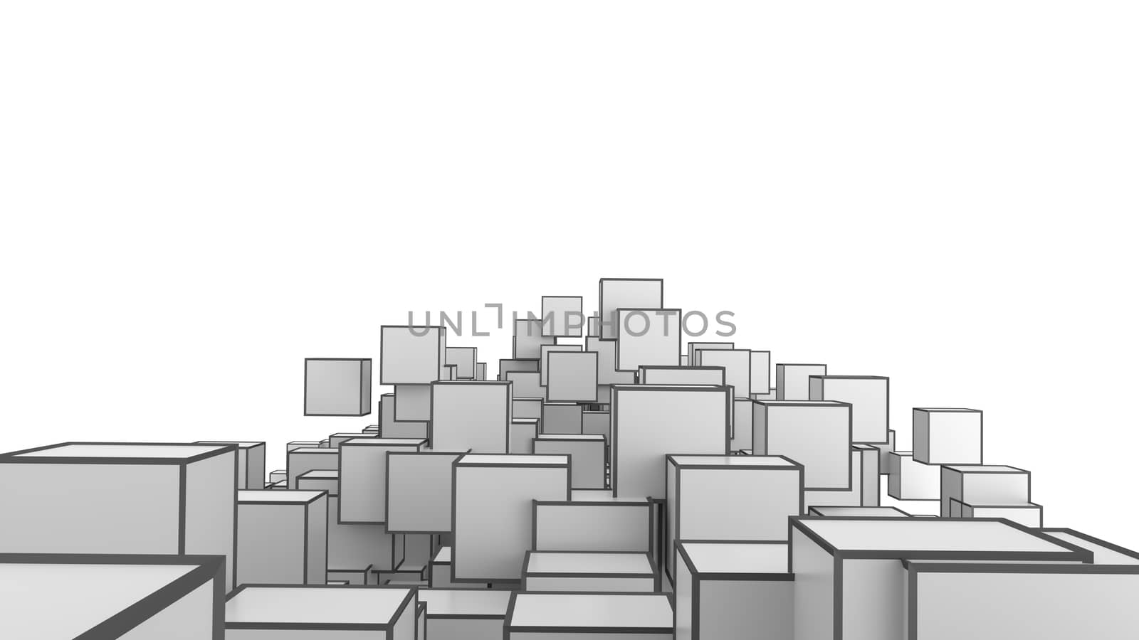 Abstract Image Of Cubes Background In Gray Toned. Template For Your Technology Design. 3D Illustration