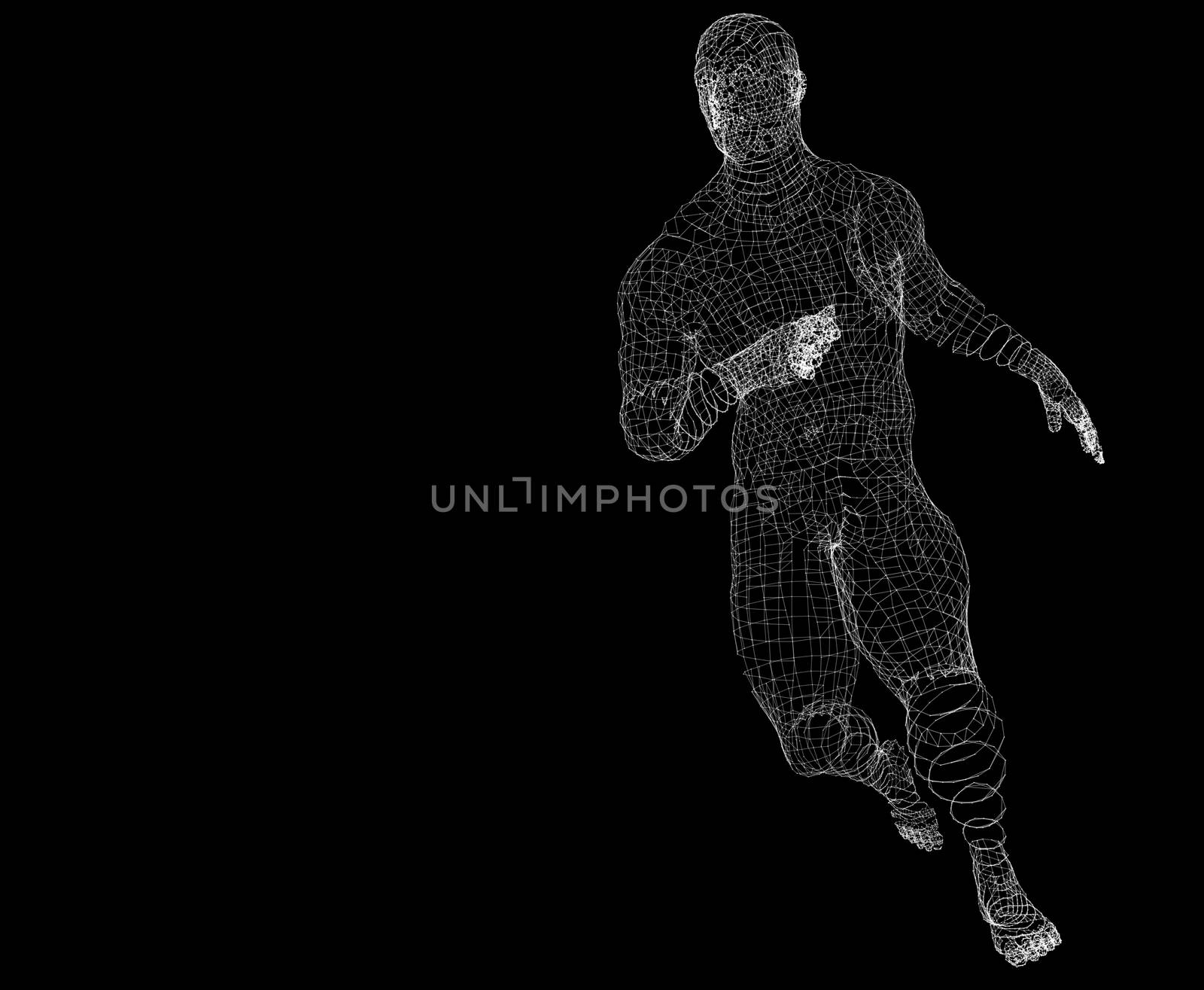 Running Man. Dots and lines. Futuristic Concept. 3d illustration