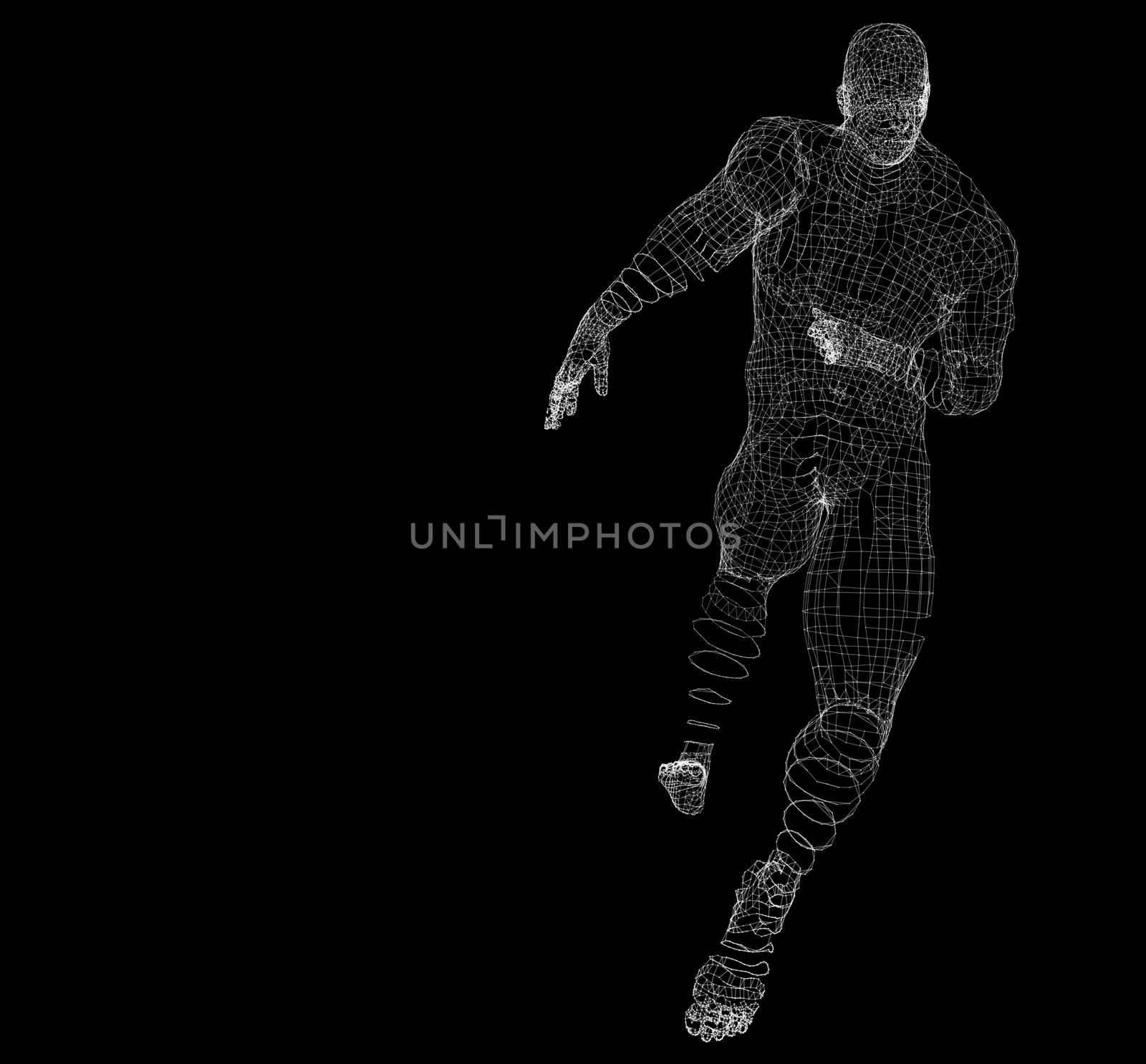 Running Man. Dots and lines. Futuristic Concept. 3d illustration