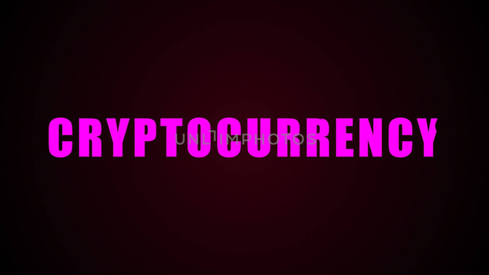 Cryptocurrency text. Abstract background. Digital 3d rendering