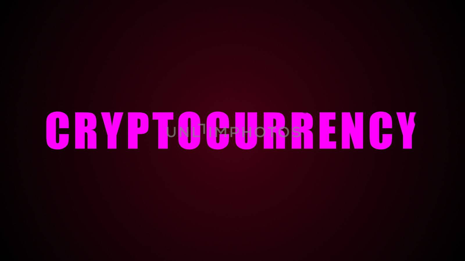 Cryptocurrency text. Abstract background. Digital 3d rendering