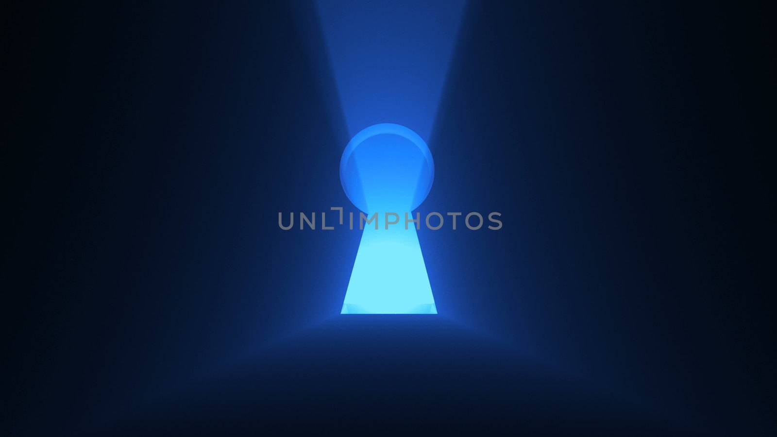 A keyhole with bright light. 3d rendering