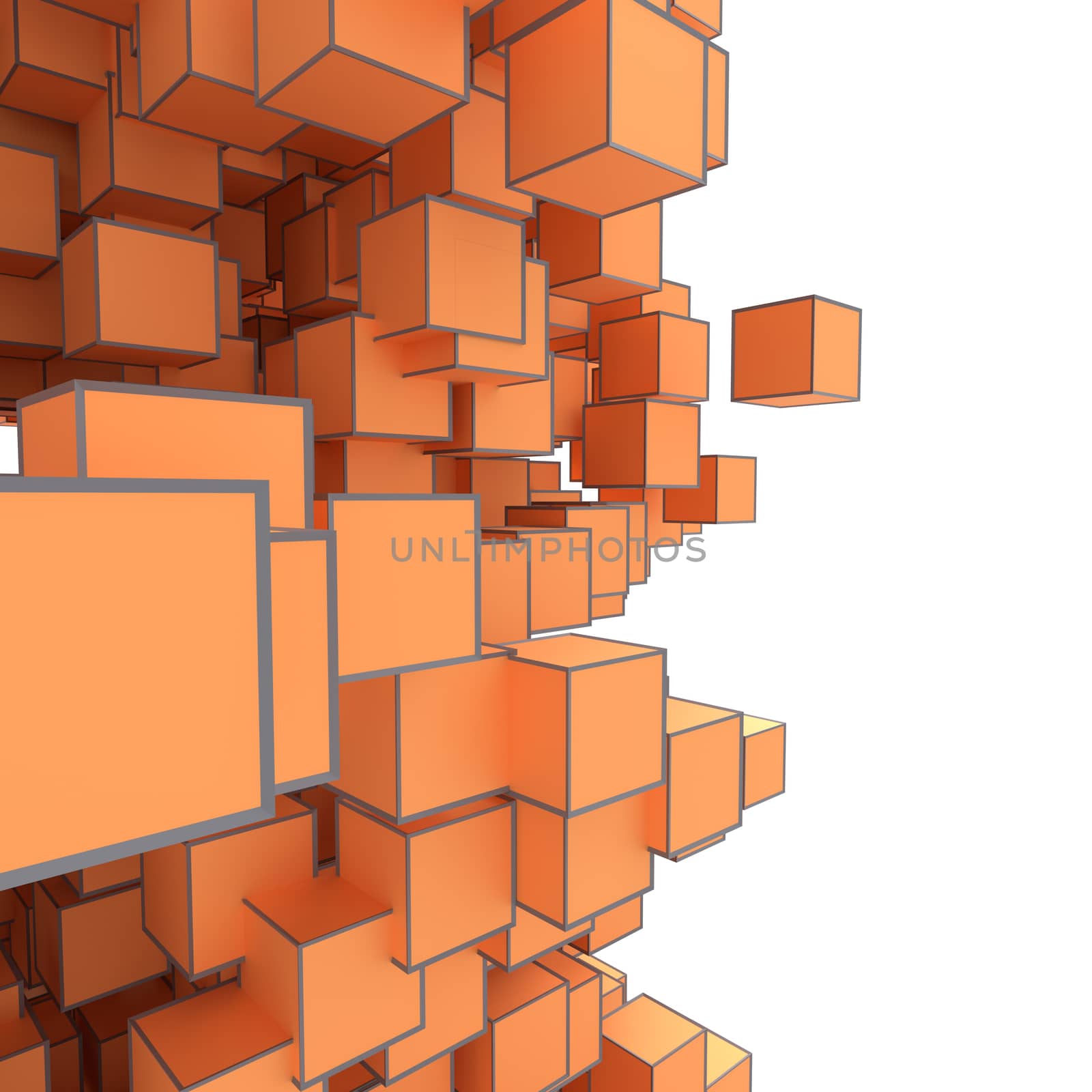 Abstract Image Of Cubes Background In Orange Toned by cherezoff