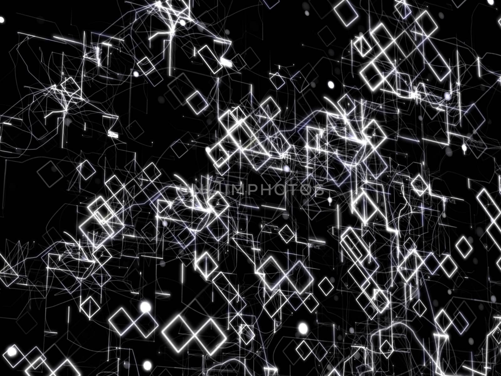 Technology Abstract Background With Lines, Rectangles and Dots. Digital concept. 3D Illustration