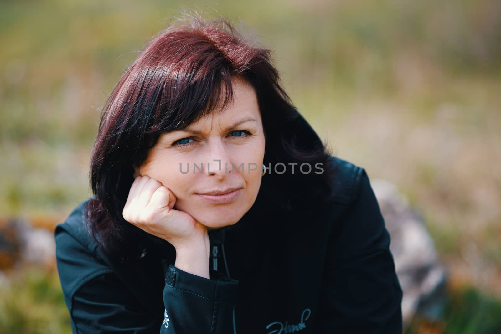 outdoor fashion Beauty Portrait of middle age woman by artush