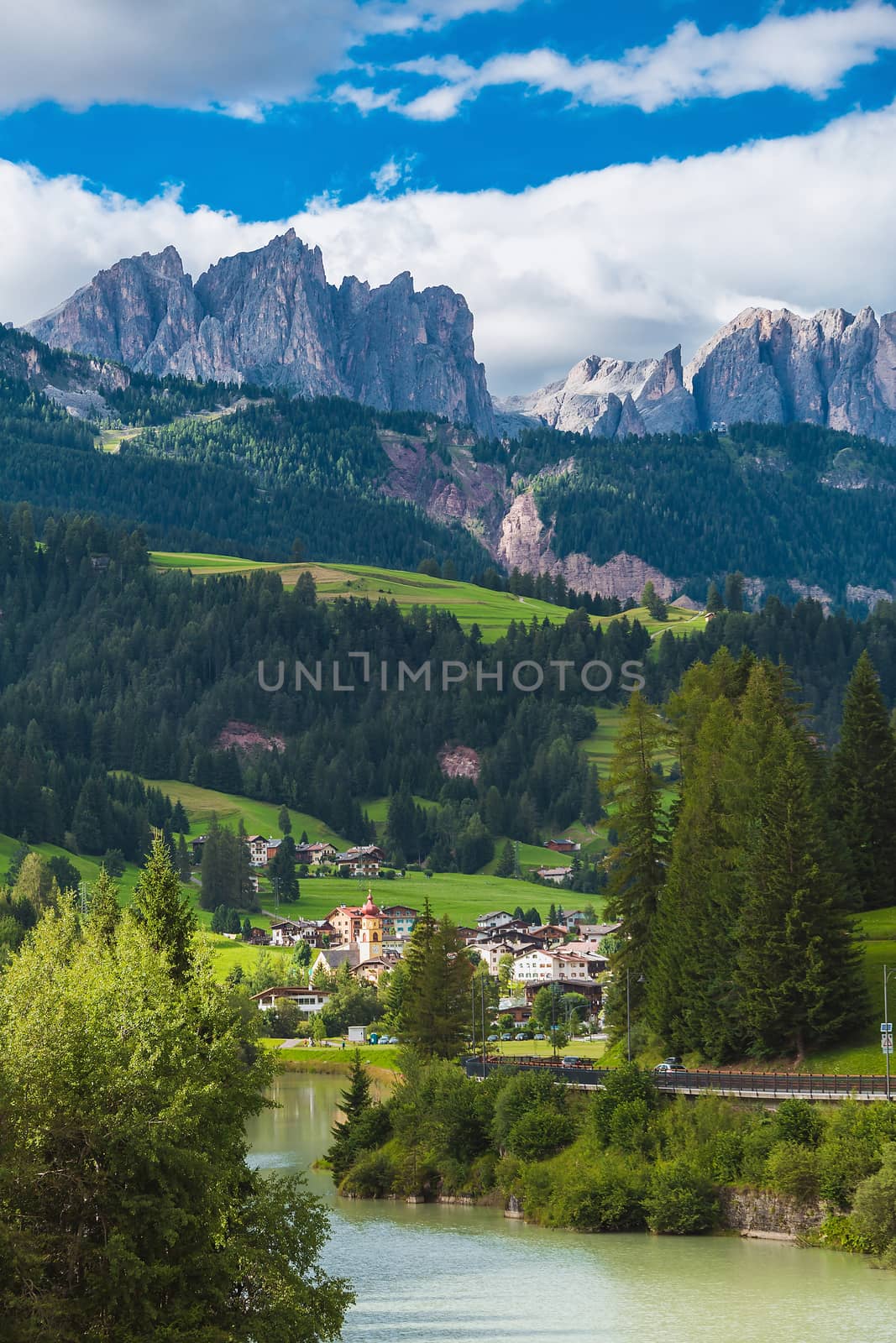 picturesque village landscape in the Alps Italy