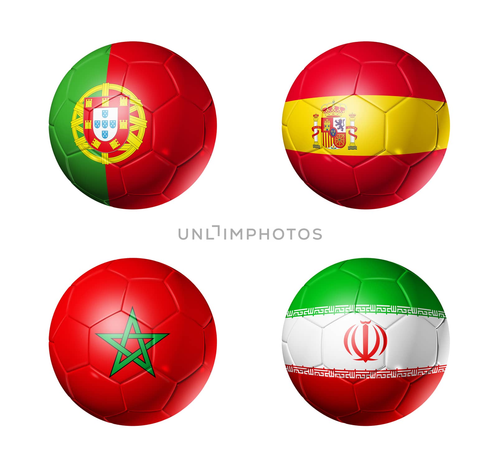 Russia football 2018 group B flags on soccer balls by daboost