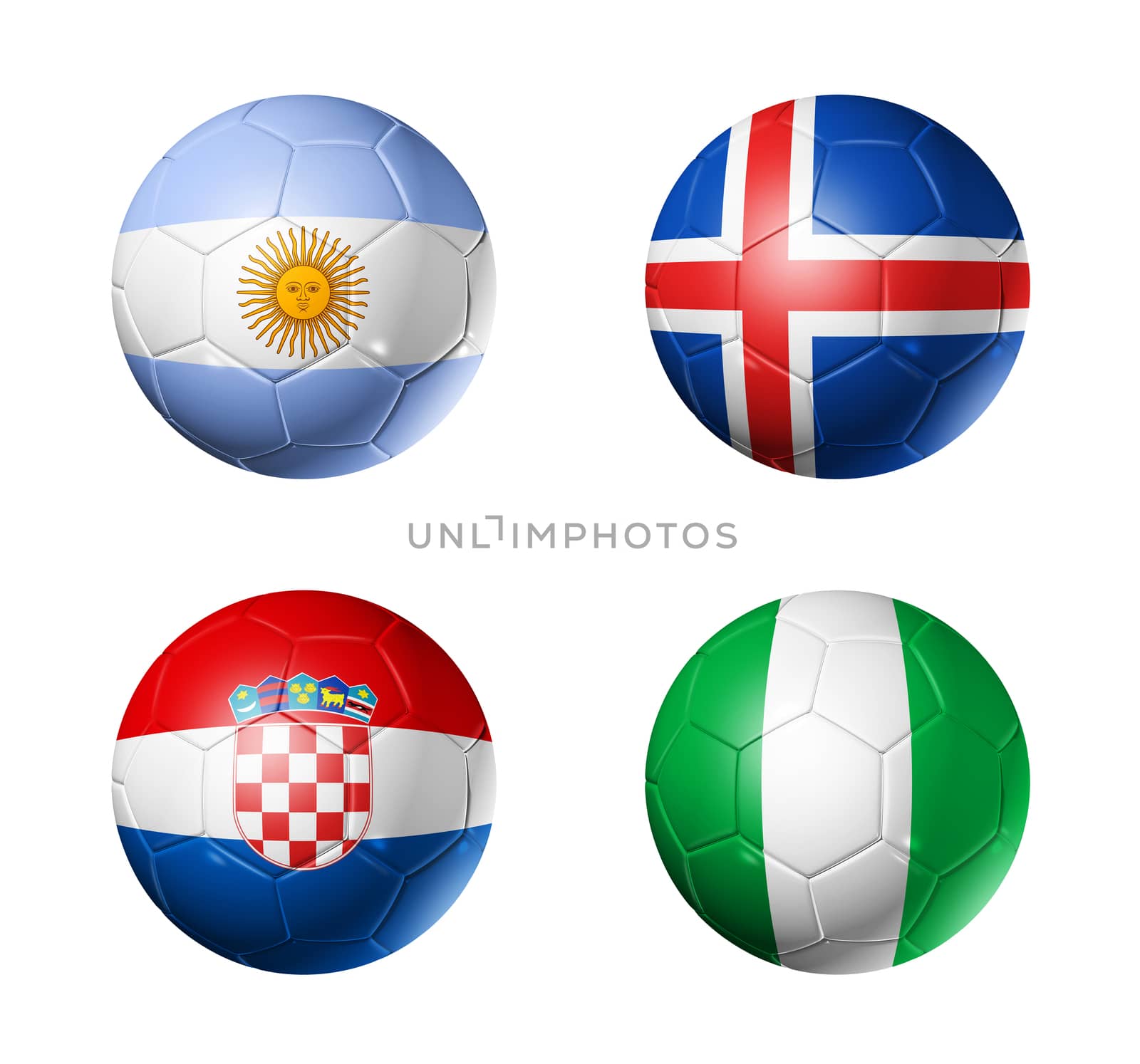 Russia football 2018 group D flags on soccer balls by daboost