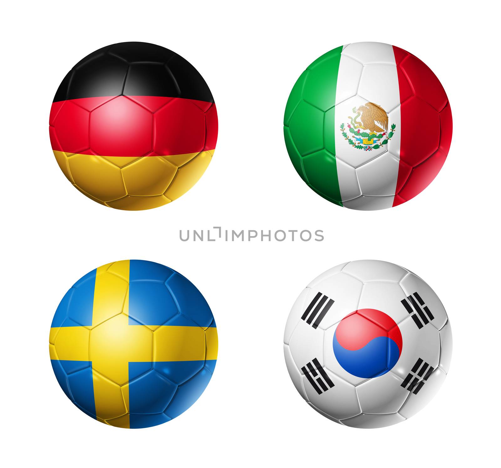 Russia football 2018 group F flags on soccer balls by daboost