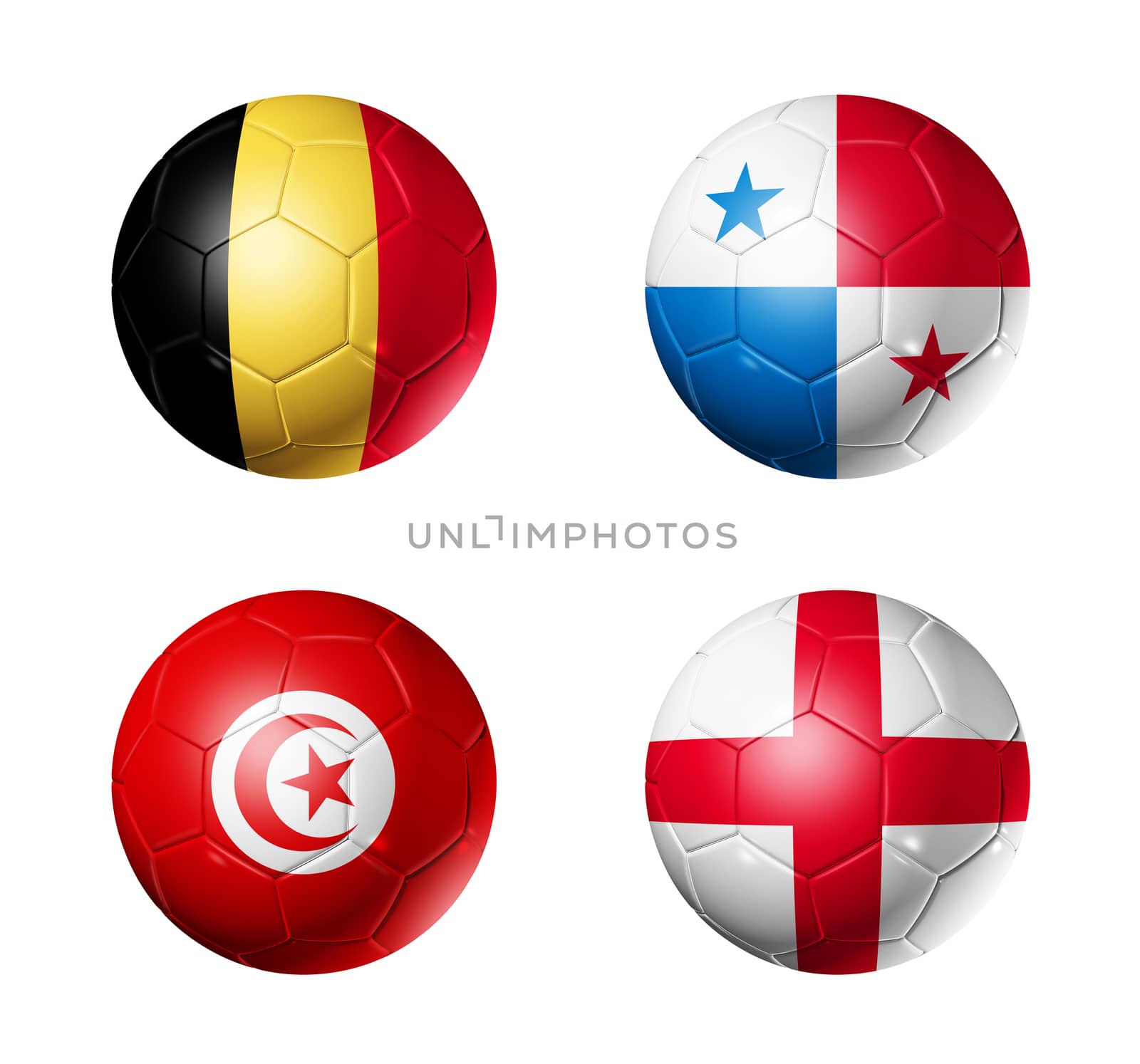 Russia football 2018 group G flags on soccer balls by daboost