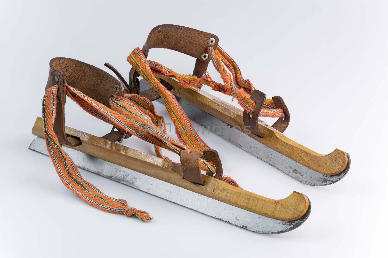 Authentic old wooden ice skating called Friese Doorlopers from the Netherlands
